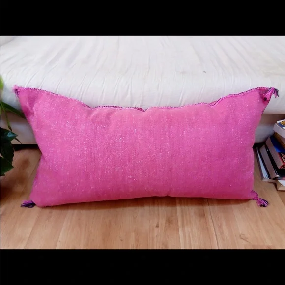 Moroccan Pillow - Lumbar Silk Cactus Pillow Pink Geometric pattern Cushion Boho